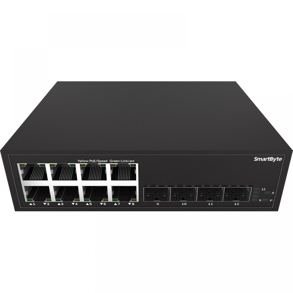 4*1000Base-X +8*10/100/1000Base-T Unmanaged Ethernet Switch