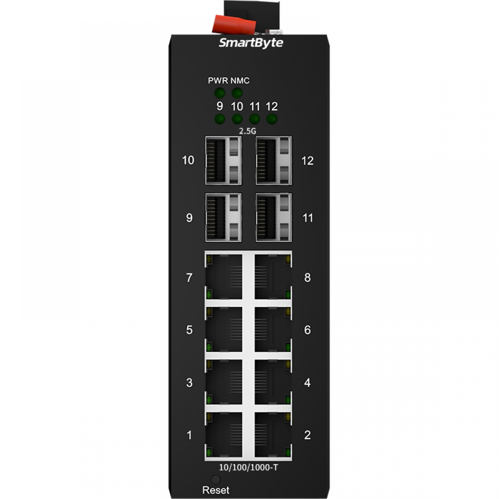 4 *2.5GBase-X SFP + 8 *10/100/1000Base-T Managed Industrial Ethernet Switch