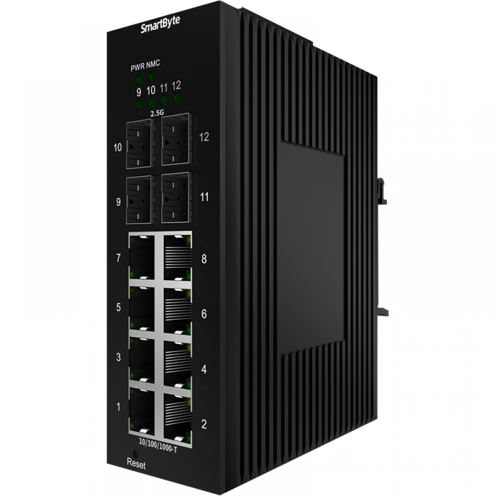 4 *2.5GBase-X SFP + 8 *10/100/1000Base-T Managed Industrial Ethernet Switch