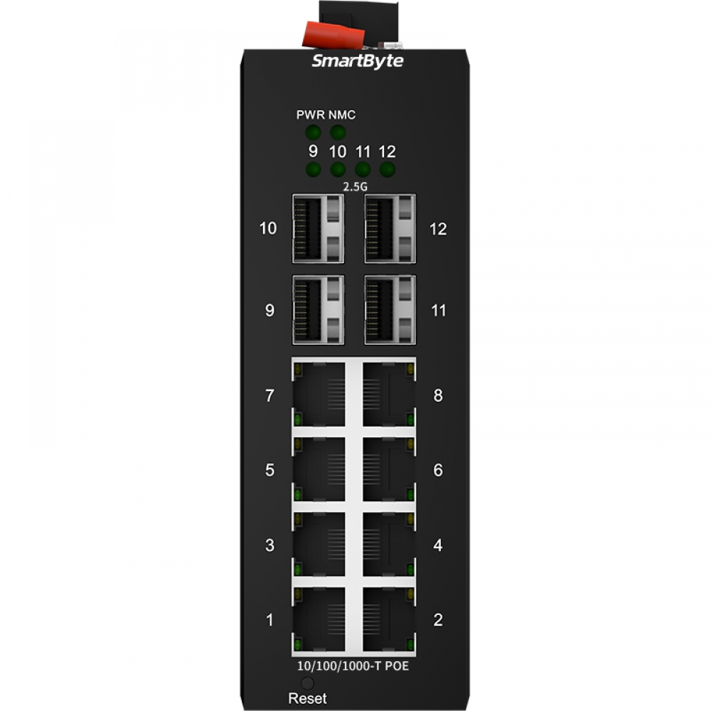 4 *2.5GBase-X SFP + 8 *10/100/1000Base-T PoE Ports  Managed Industrial PoE Switch